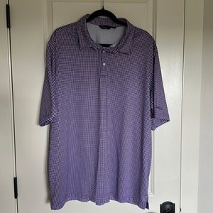 Walter Hagen XXL Short Sleeve Golf Polo Shirt Purple Checkered Pattern